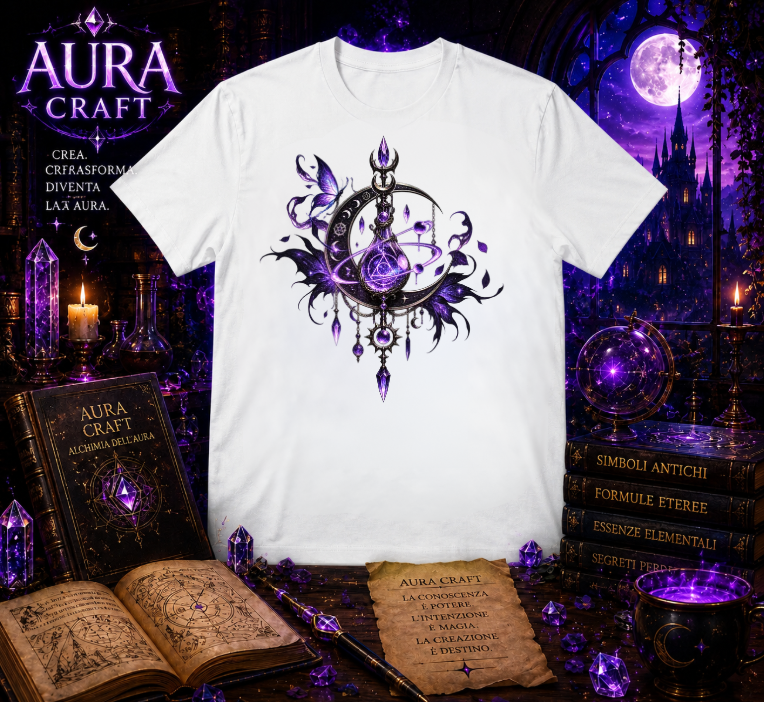 T-SHIRT GIROCOLLO ADULTI E BAMBINI UNISEX AURA CRAFT LA FIALA DELL'AZOTH
