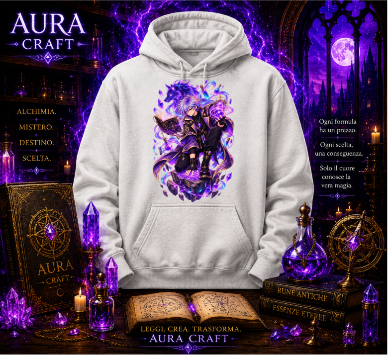 FELPA CON CAPPUCCIO ADULTI E BAMBINI UNISEX AURA CRAFT ELDRITCH