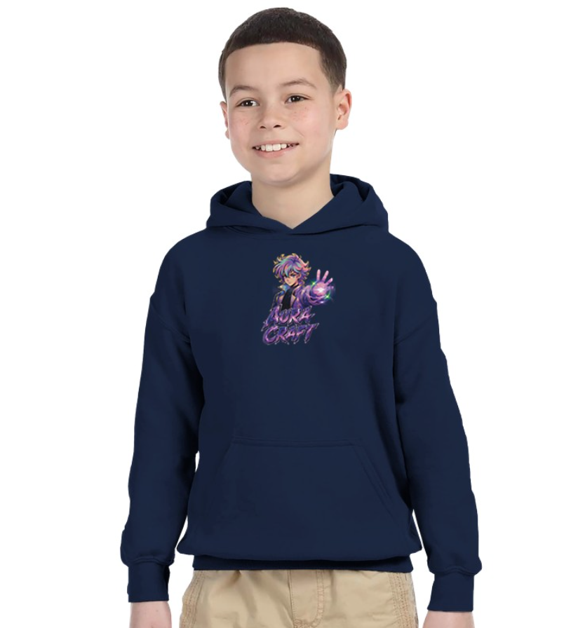 FELPA CON CAPPUCCIO ADULTI E BAMBINI UNISEX AURA CRAFT WARRIOR