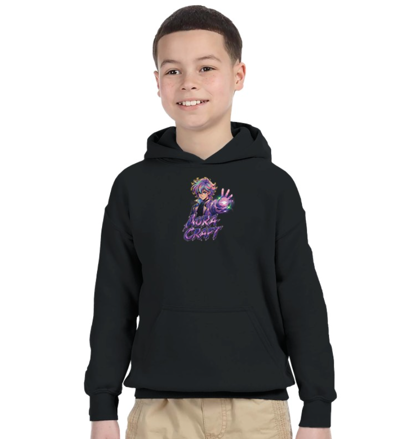 FELPA CON CAPPUCCIO ADULTI E BAMBINI UNISEX AURA CRAFT WARRIOR