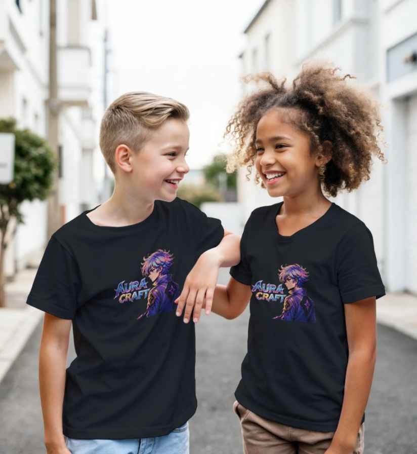 T-SHIRT GIROCOLLO ADULTI E BAMBINI UNISEX AURA CRAFT