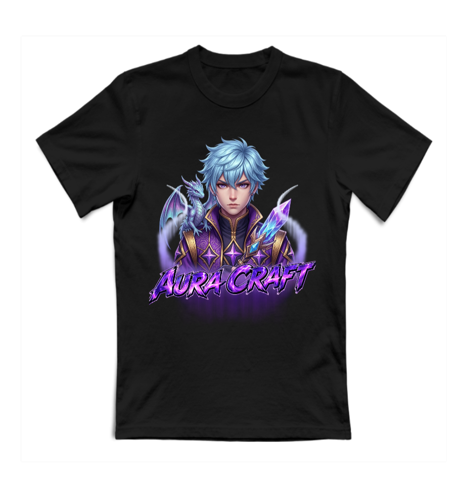 T-SHIRT GIROCOLLO ADULTI E BAMBINI UNISEX AURA CRAFT DRAGON GUARDIAN