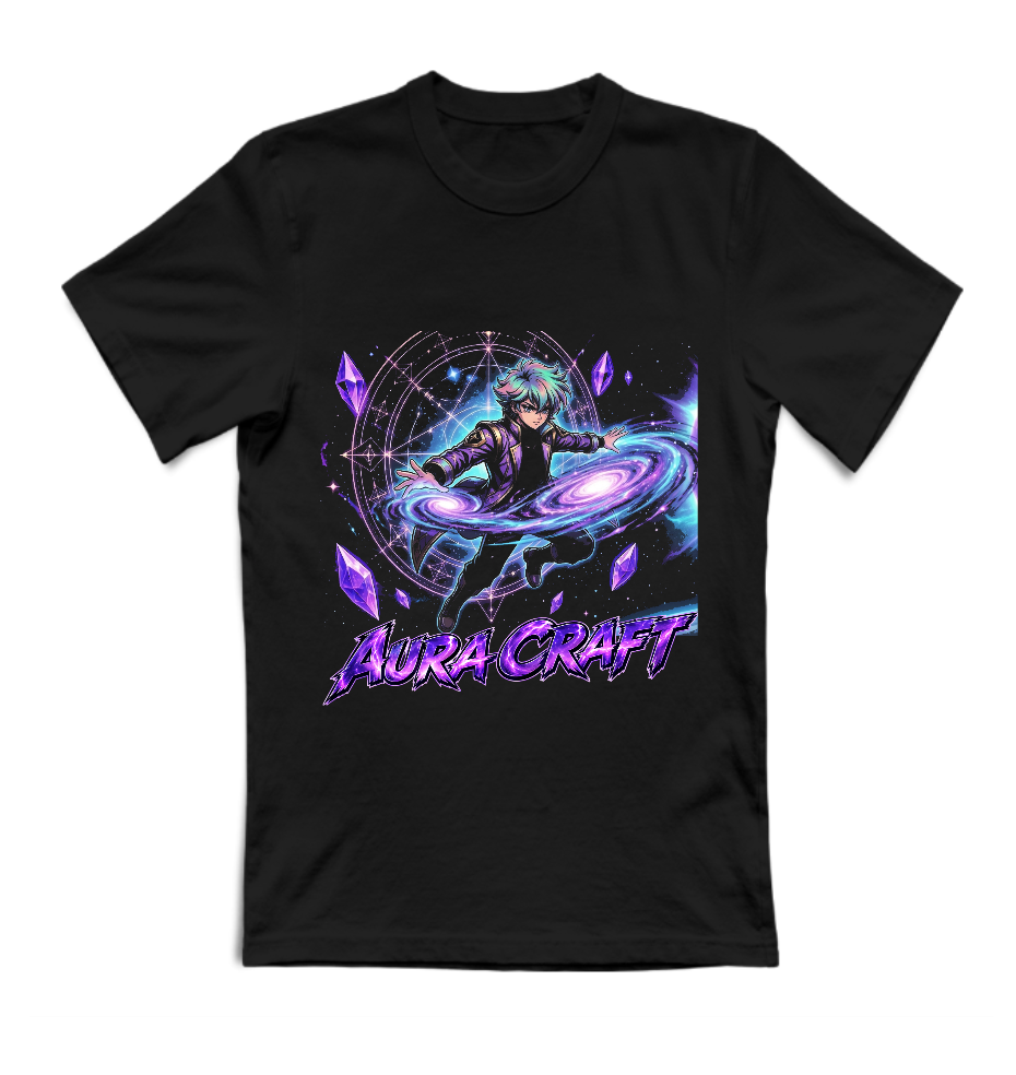 T-SHIRT GIROCOLLO ADULTI E BAMBINI UNISEX AURA CRAFT ANIME UNIVERSE
