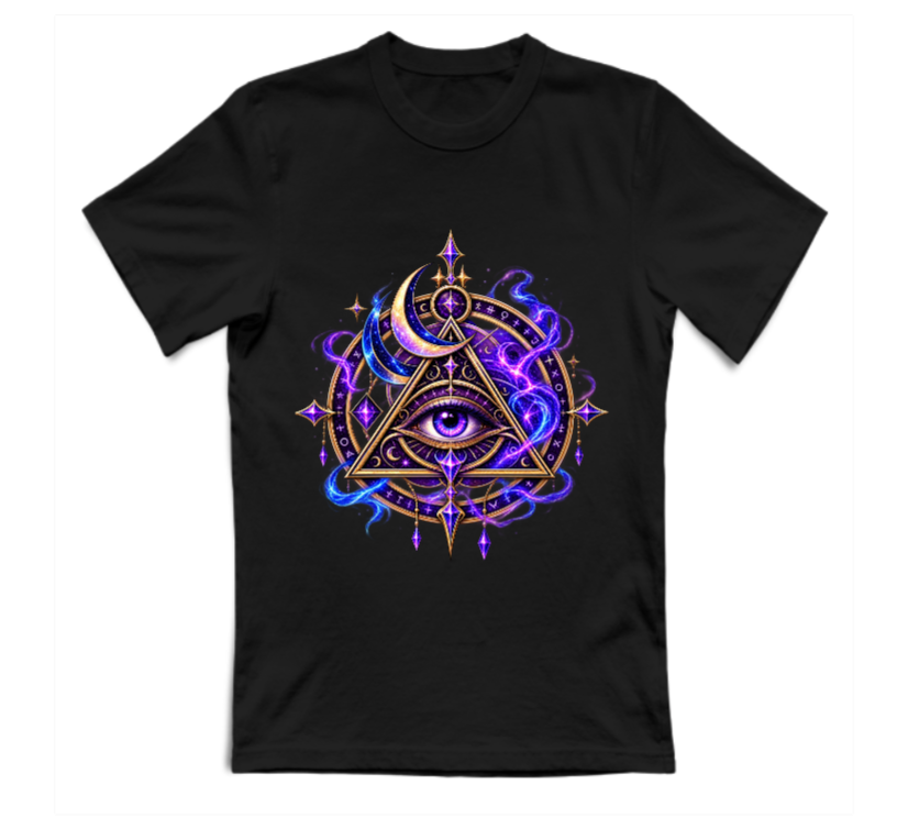 T-SHIRT GIROCOLLO ADULTI E BAMBINI UNISEX AURA CRAFT L'OCCHIO DELLA PROVVIDENZA ALCHEMICA