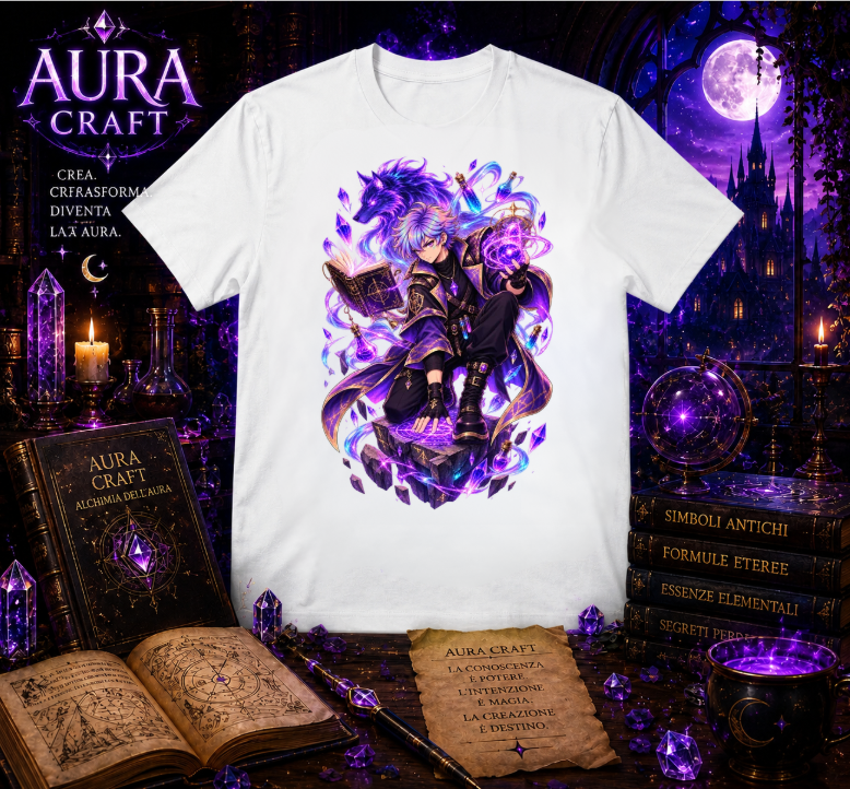 T-SHIRT GIROCOLLO ADULTI E BAMBINI UNISEX AURA CRAFT ELDRITCH