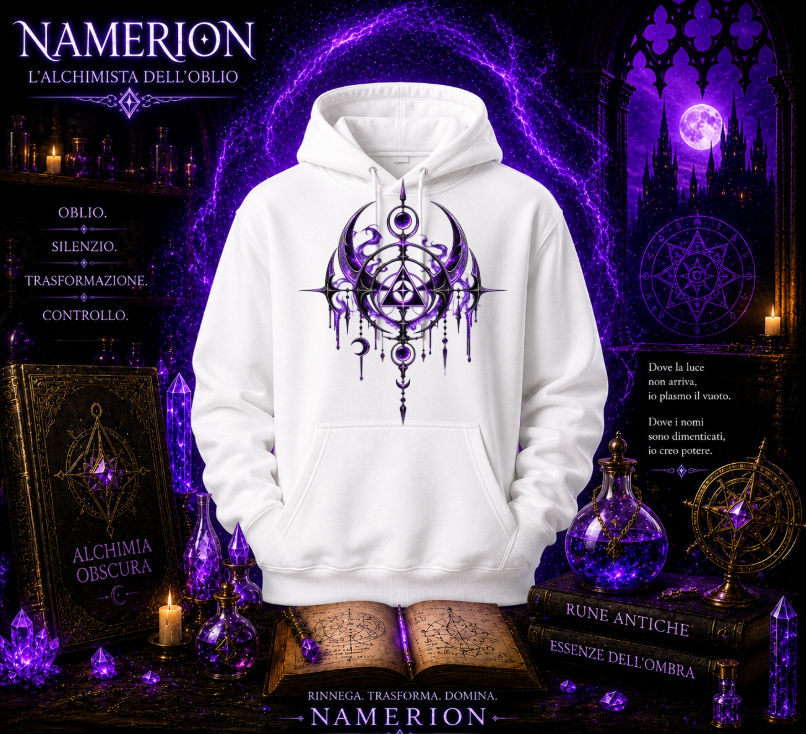 FELPA CON CAPPUCCIO ADULTI E BAMBINI UNISEX NAMERION GRIMORIO DELL'OBLIO