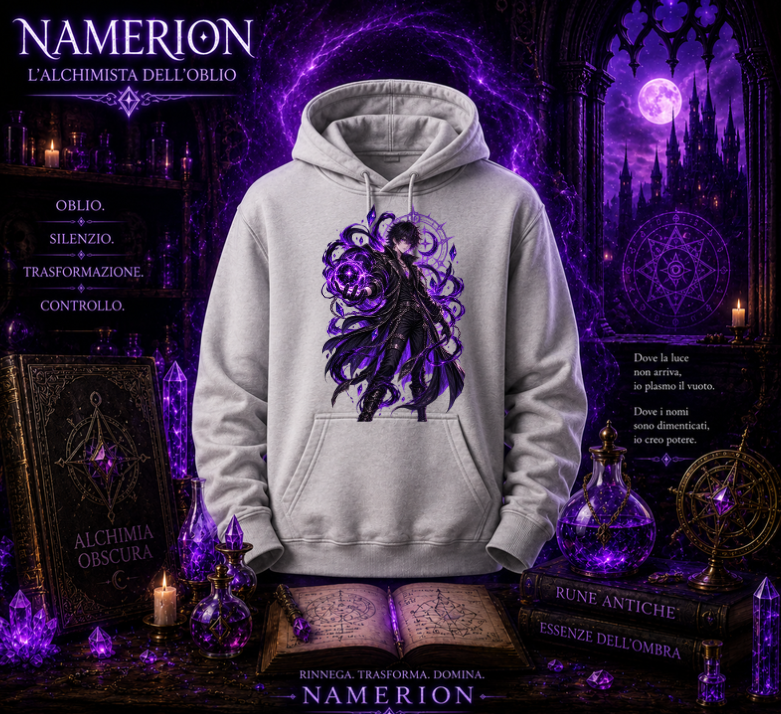 FELPA CON CAPPUCCIO ADULTI E BAMBINI UNISEX NAMERION DARK SPELLCASTER