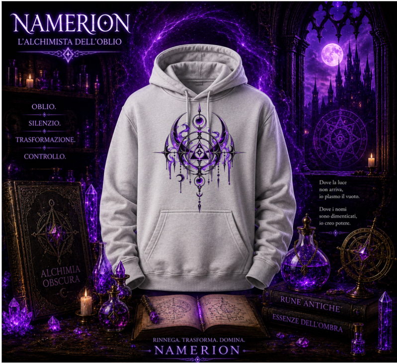 FELPA CON CAPPUCCIO ADULTI E BAMBINI UNISEX NAMERION GRIMORIO DELL'OBLIO
