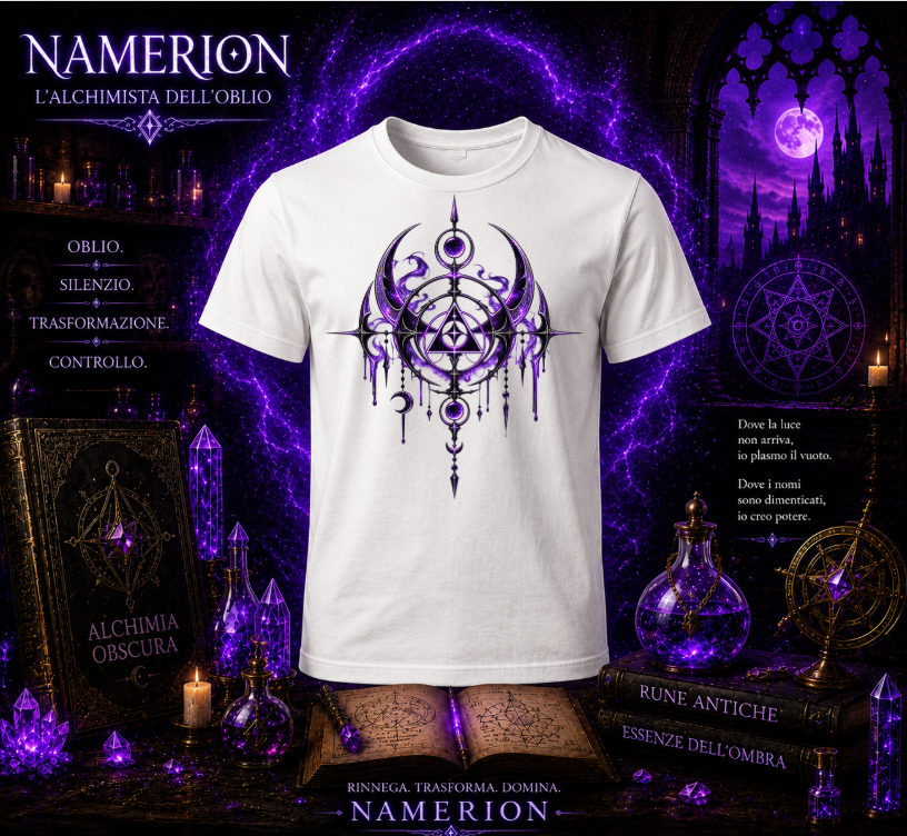 T-SHIRT GIROCOLLO ADULTI E BAMBINI UNISEX NAMERION IL GRIMORIO DELL'OBLIO
