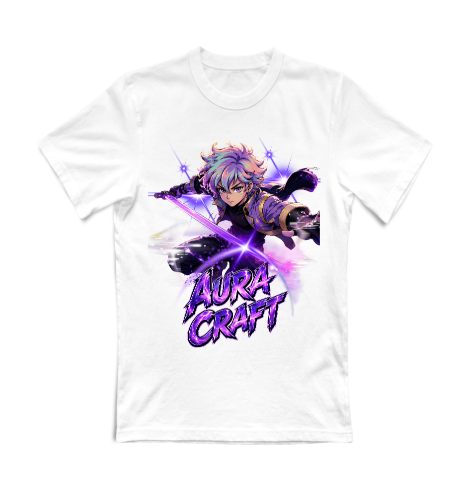 T-SHIRT GIROCOLLO ADULTI E BAMBINI UNISEX AURA CRAFT SWORD