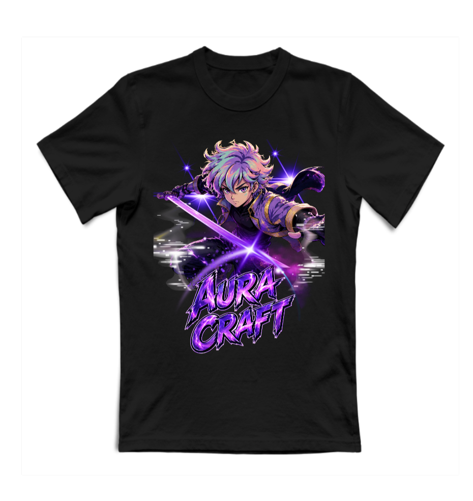T-SHIRT GIROCOLLO ADULTI E BAMBINI UNISEX AURA CRAFT SWORD