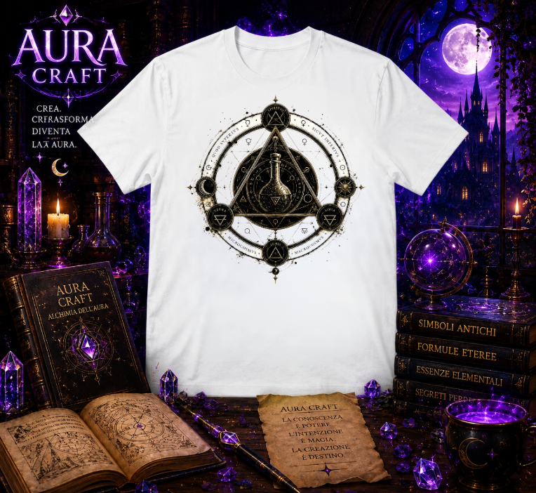 T-SHIRT GIROCOLLO ADULTI E BAMBINI UNISEX AURA CRAFT L'ASTROLABIO DELLA QUINTESSENZA