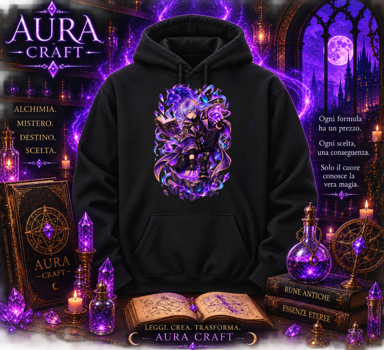 FELPA CON CAPPUCCIO ADULTI E BAMBINI UNISEX AURA CRAFT ELDRITCH